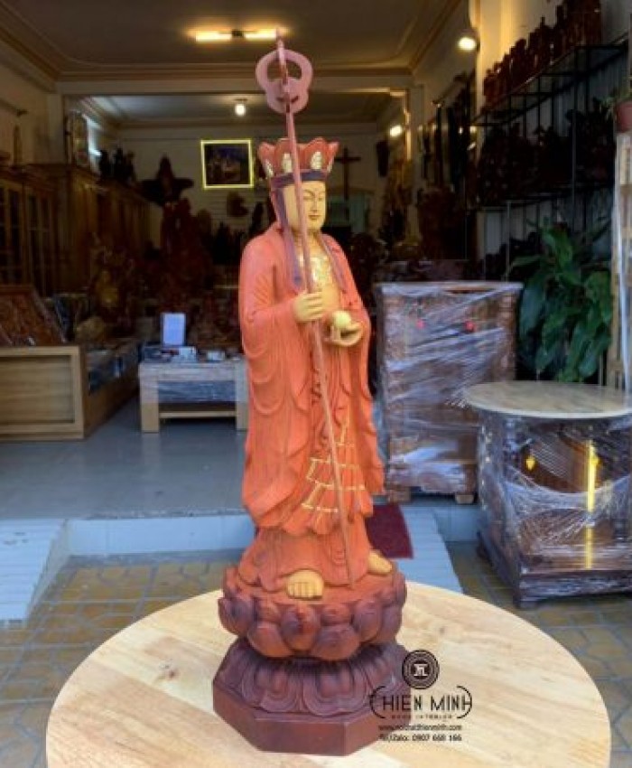 Tượng Địa Tạng Bồ Tát giả cổ – gỗ hương TM.ĐT01